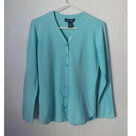 QVC Denim & Co Blue Teal Knit Cardigan Sweater Women size XSmall NWT - Picture 1 of 10